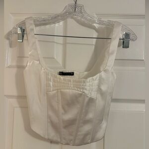 Zara White Satin Corset Tank Top